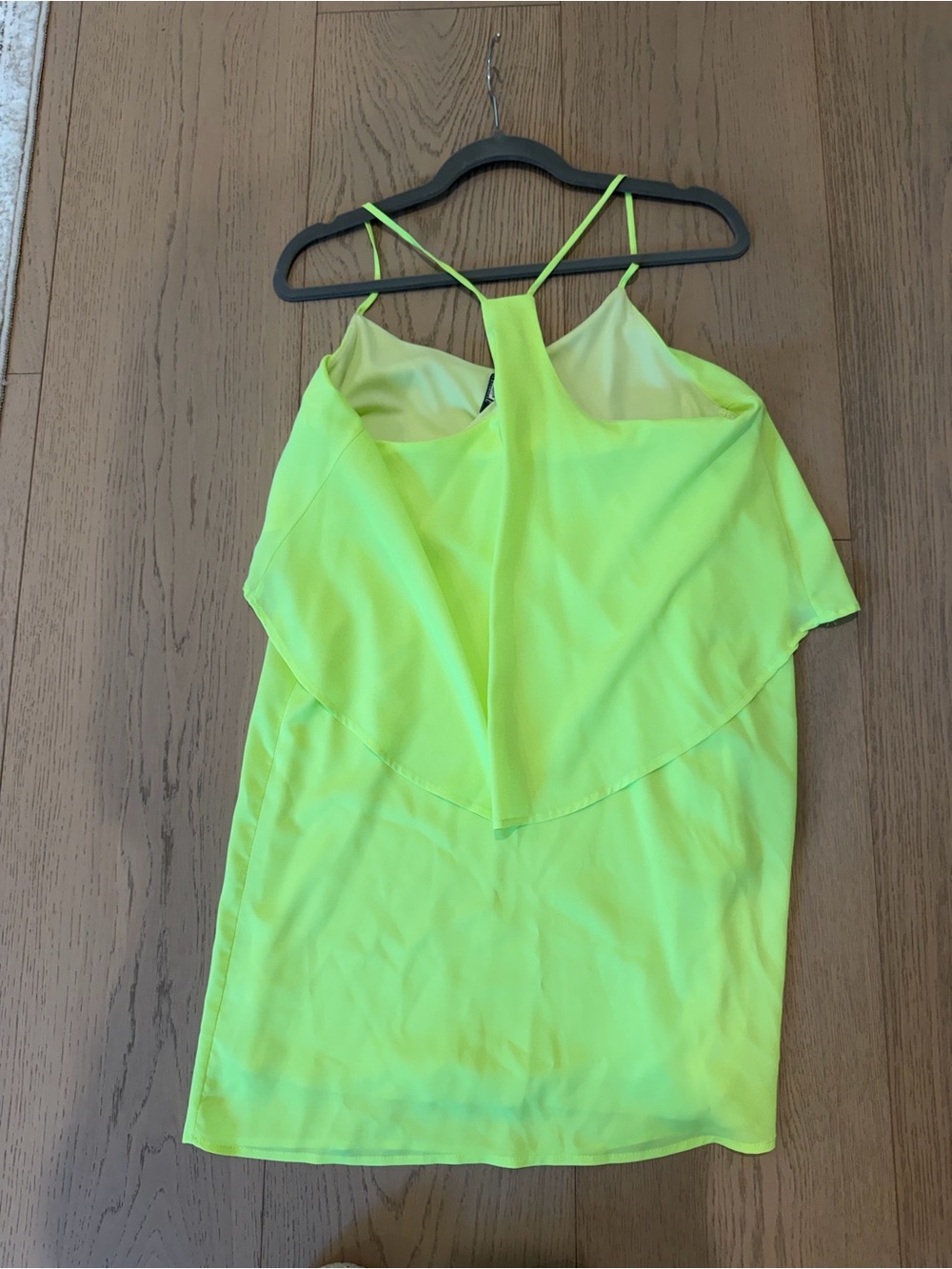 Neon Lime Spaghetti Strap Overlay Tank Dress